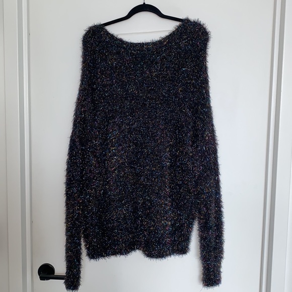 Wild Fable Rainbow Tinsel Fuzzy Oversized Sweater - Picture 4 of 7